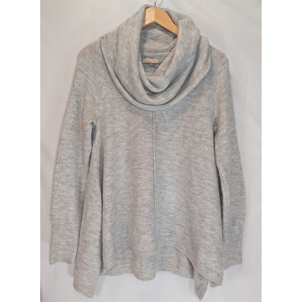 For Thee Womens Gray Cowl Neck Alpaca Blend Swing Sweater Size Small Heathered